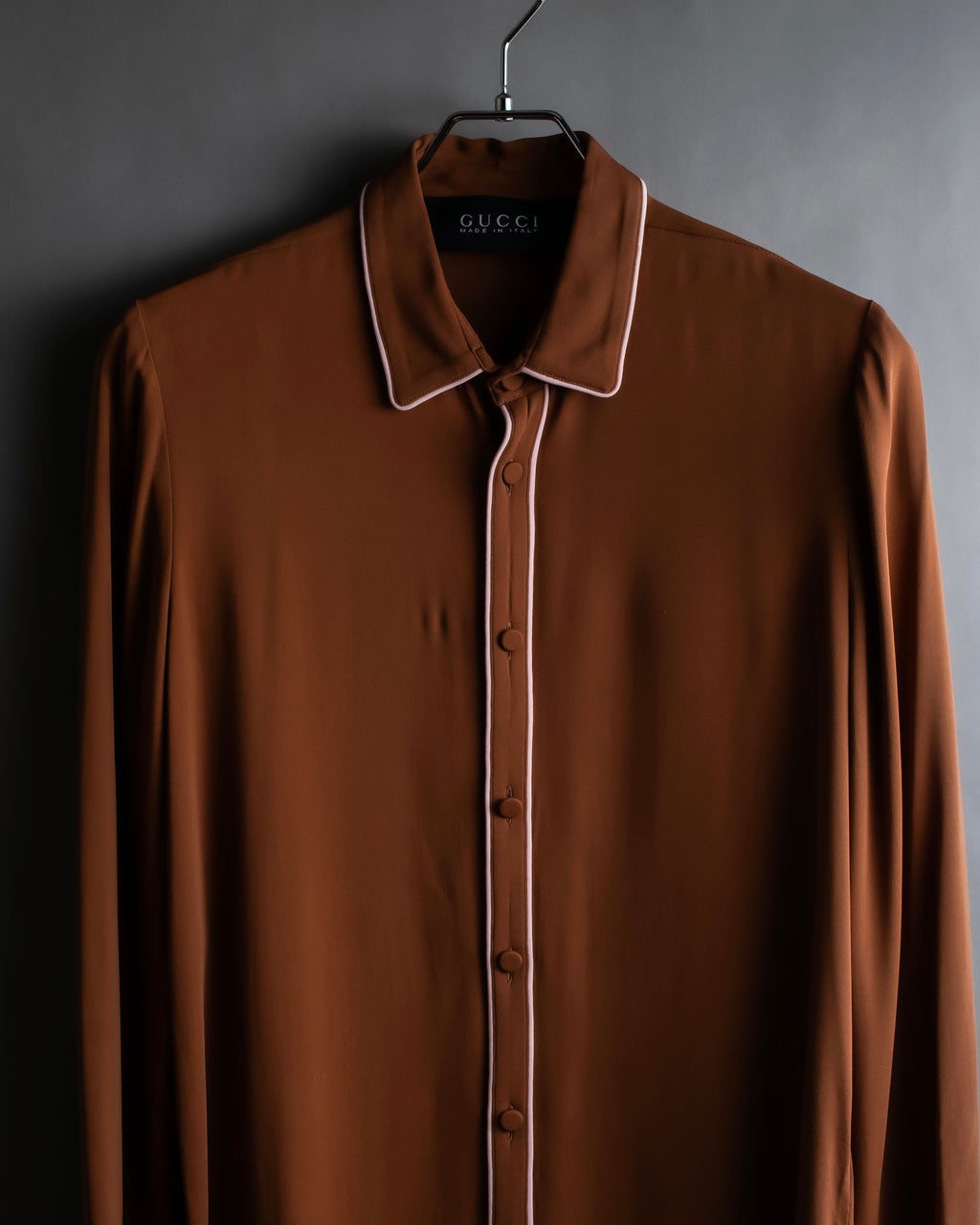 "GUCCI" Piping design soft drape shirt