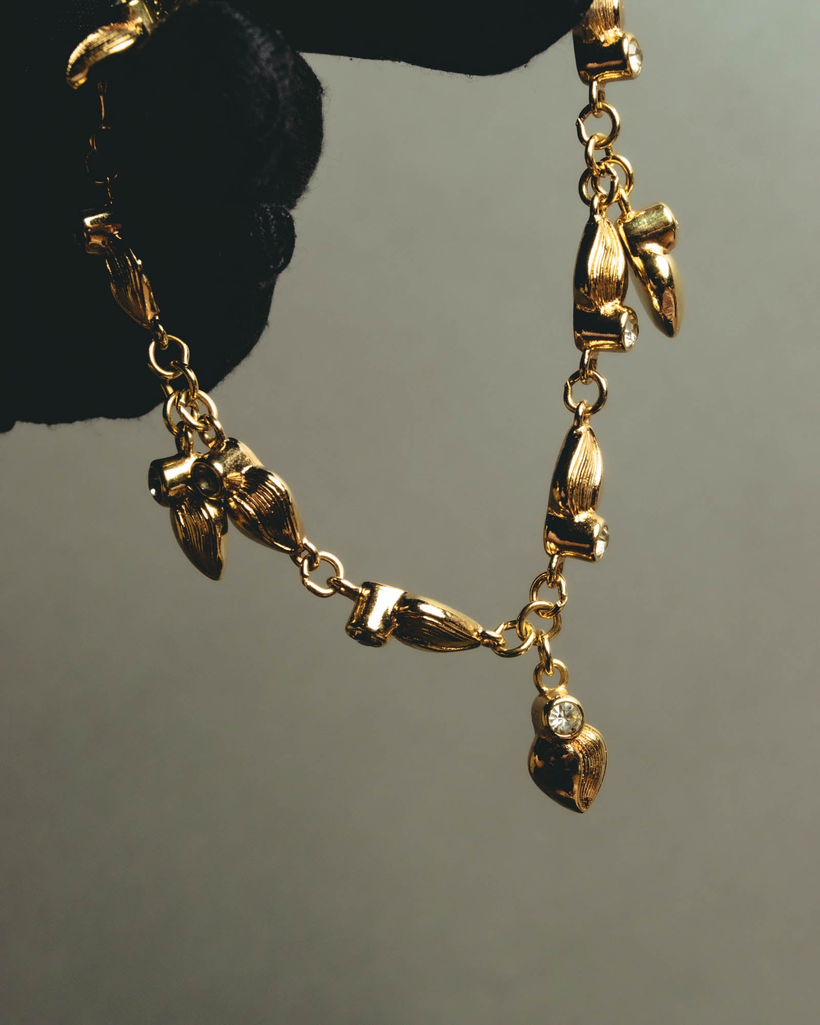 "Christian Dior" 80's-90's Sculptural leaf charm bracelet