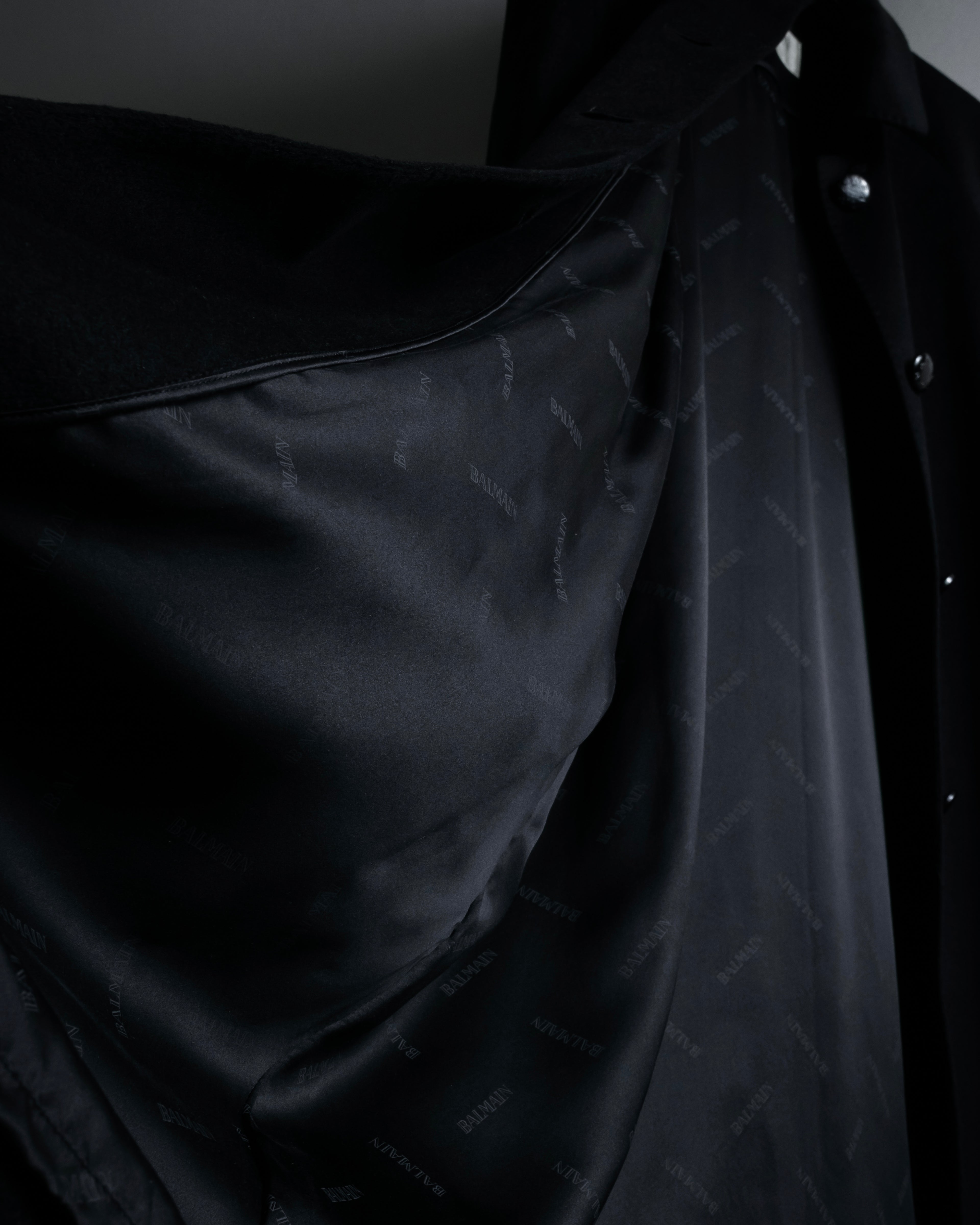 "BALMAIN" Raglan sleeve 100% cashmere stand collar coat