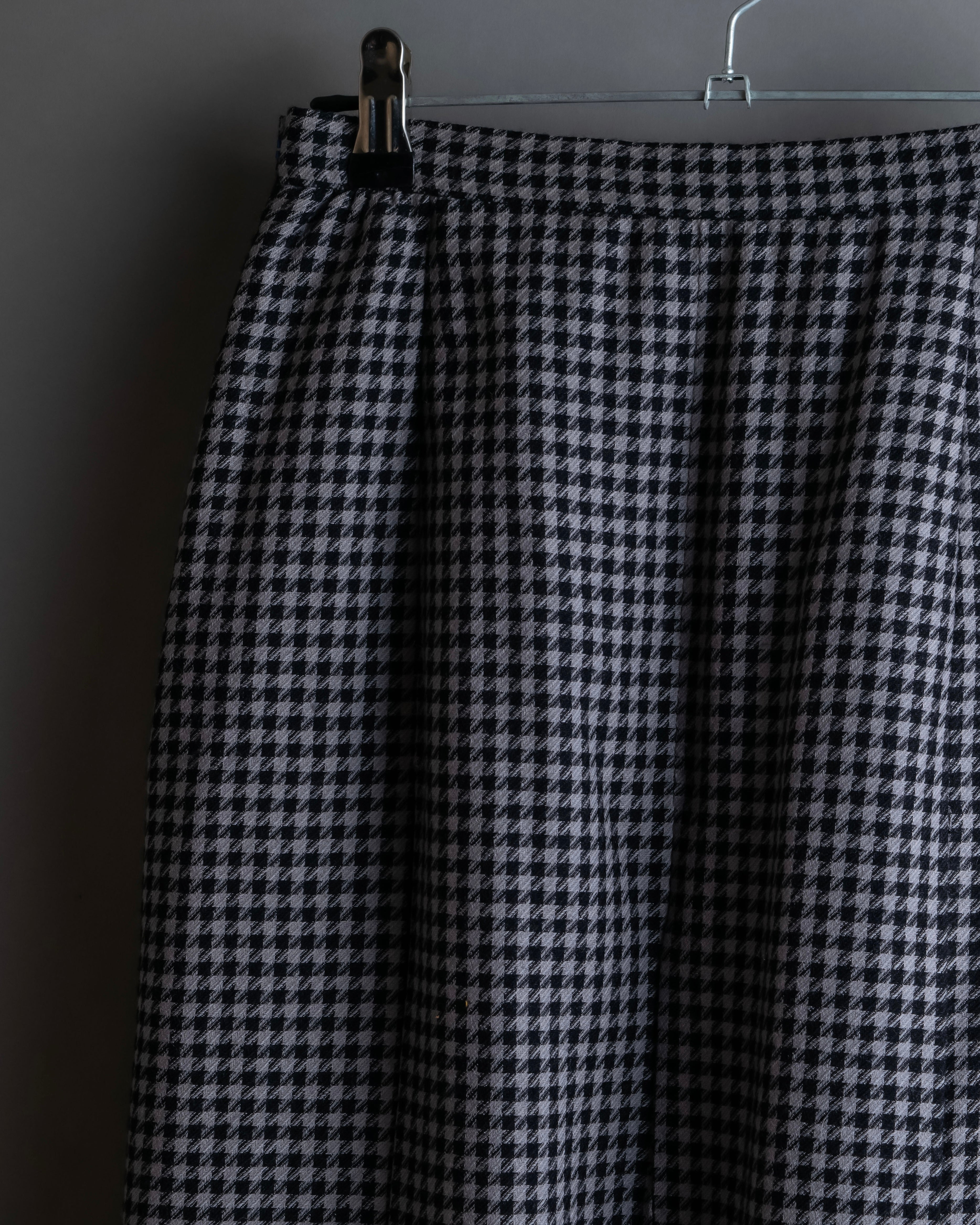 "Christian Dior" Houndstooth pattern wool cropped pleats skirt