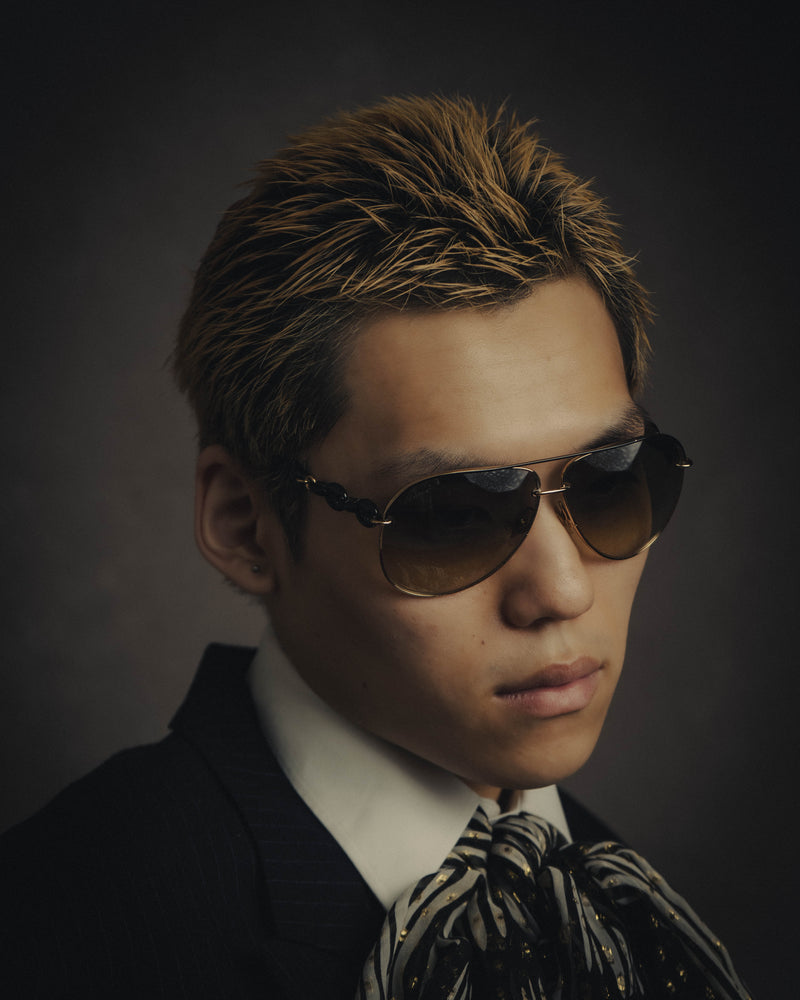 -SPECIAL- "Gucci" 00's Vintage aviator sunglasses with marina chain temples