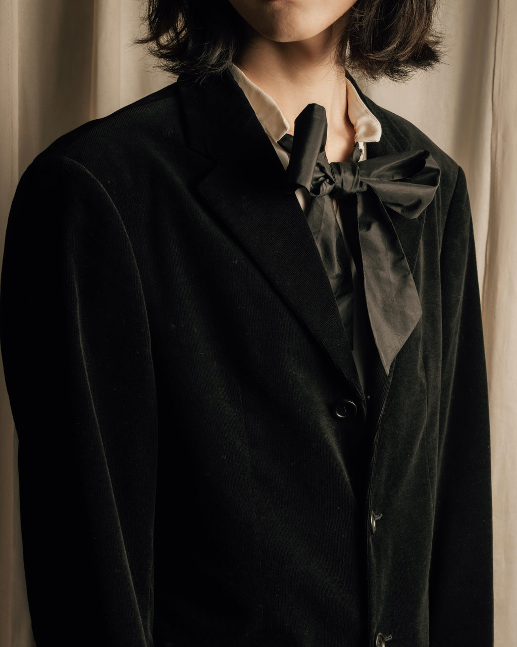 "ARMANI COLLEZIONI" Black corduroy relaxed set up