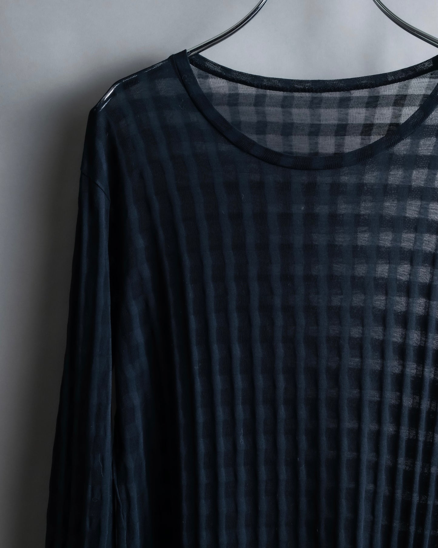 "ISSEY MIYAKE" Checkered see through pullover