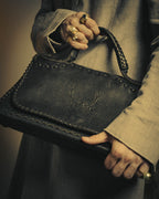 -SPECIAL- “FENDI” 80’s-90’s Coat of arms embossed whipstitched leather handbag