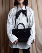 "BALENCIAGA" Padlock design shearling leather bag