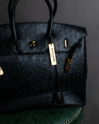 "Pierre Cardin" Turnlock design ostrich leather top handle bag