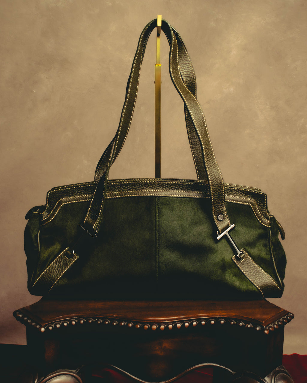 "TOD'S" 00's-10's Textured haircalf leather shoulder bag