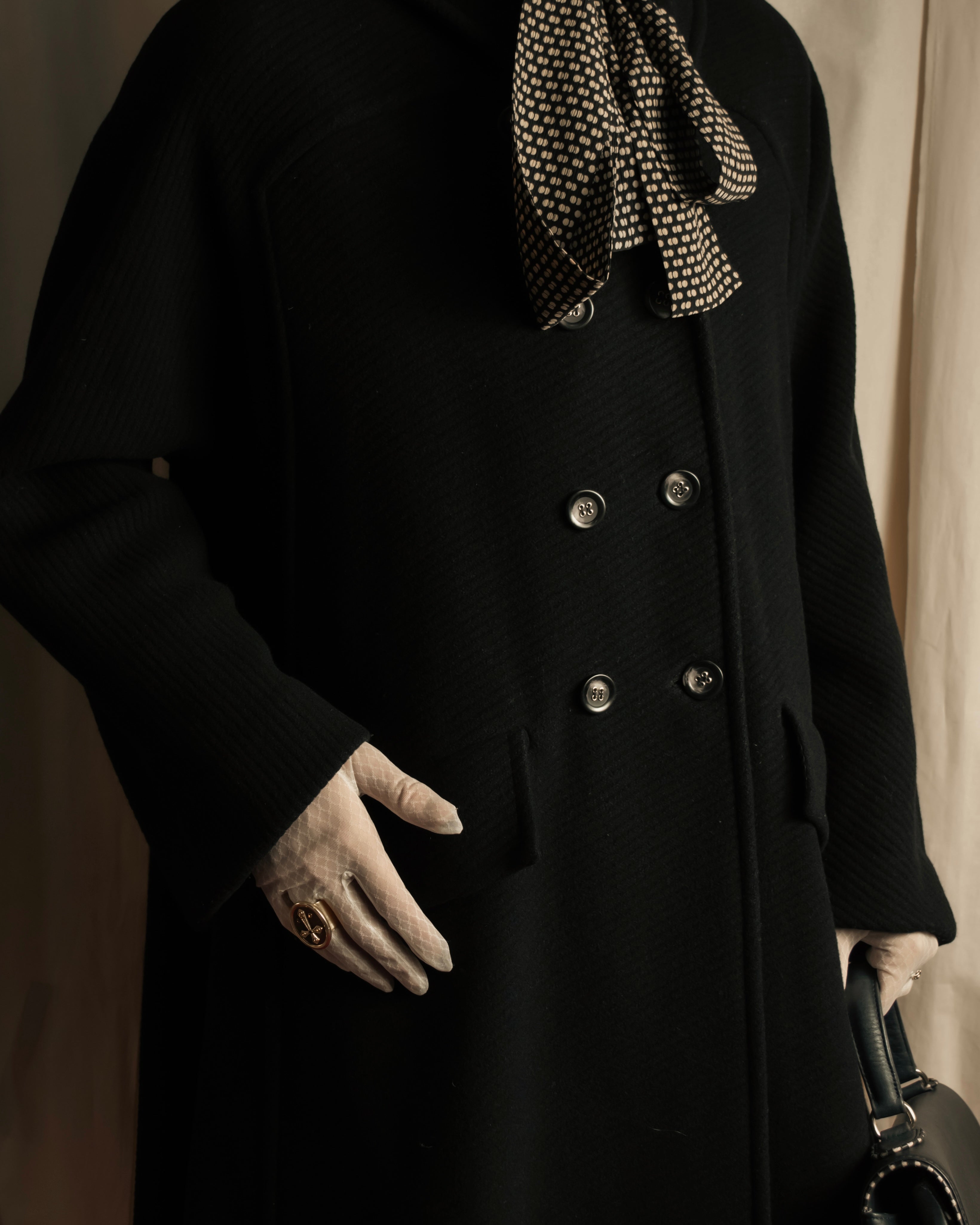 "Valentino Garavani"Shawl collar A-line silhouette long coat