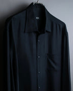 "HUGO BOSS" Striped fabric super oversized black shirt