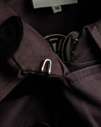 "CELINE" Triomphe button design in plum brown color
 trench coat