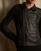 -SPECIAL- "Rick Owens" 15AW Beautiful wrinkles front zip leather jacket