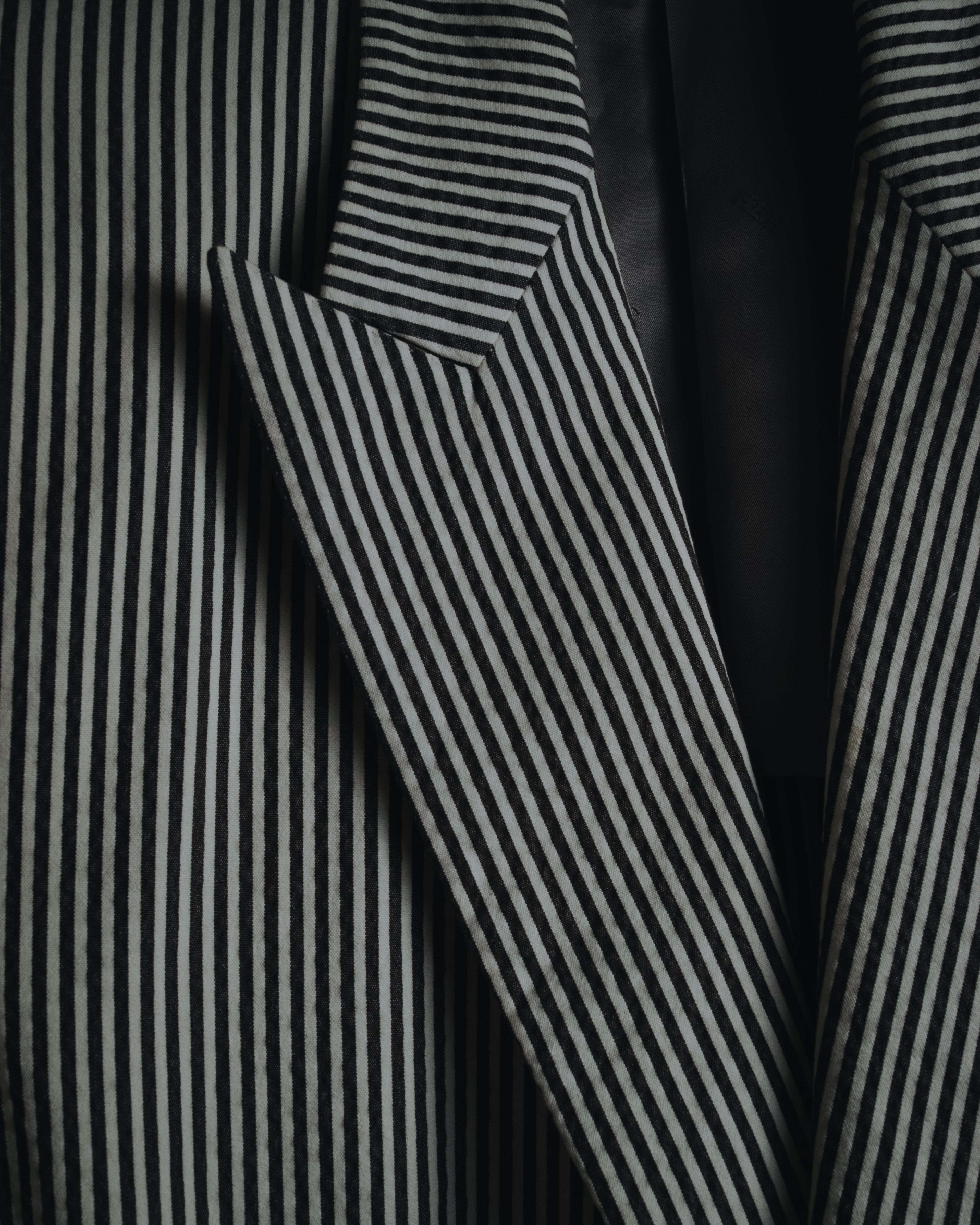 "HERMES" 00's striped stretch cotton tailored jacket