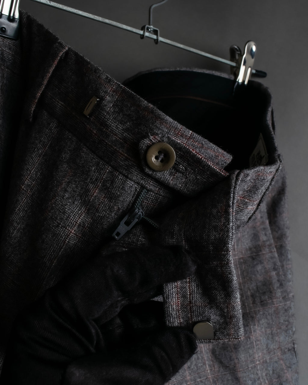 "HERMES" Heather gray cashmere blend slacks