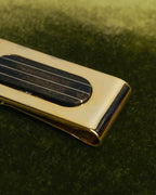 "Christian Dior" 70's-90's Gold tone striped inlay money clip