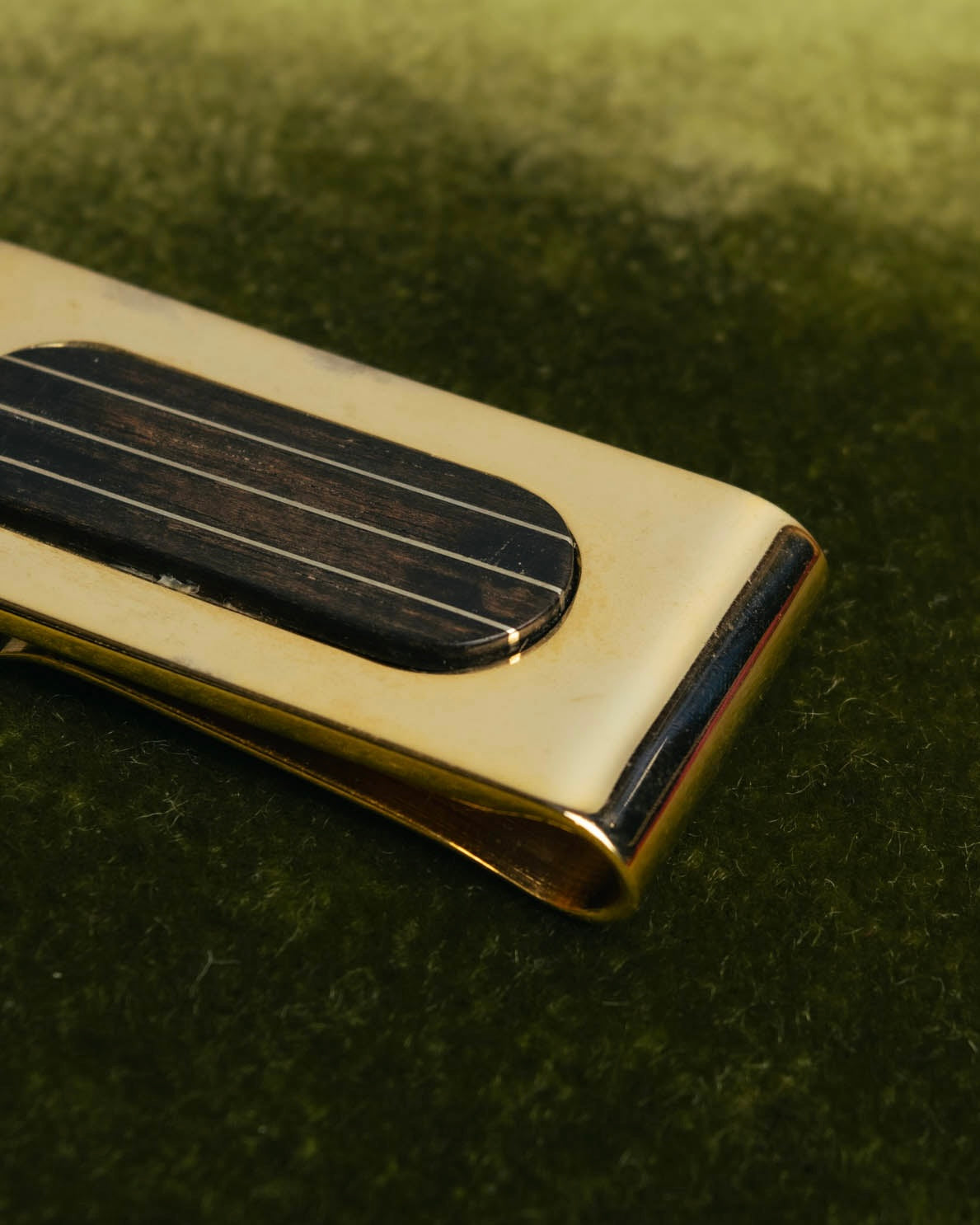 "Christian Dior" 70's-90's Gold tone striped inlay money clip