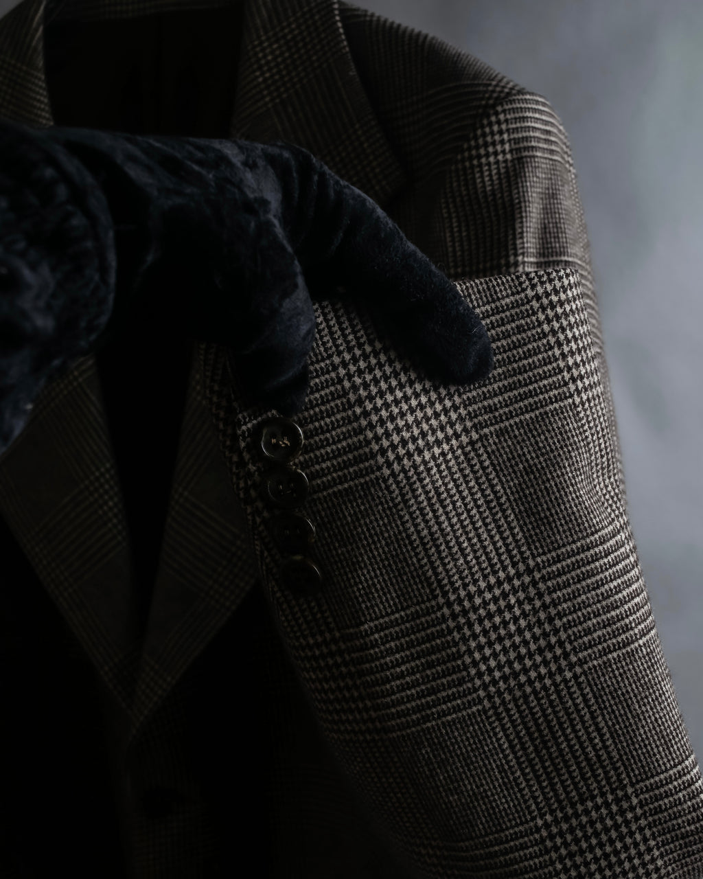 "YVES SAINT LAURENT" Glen plaid oversized wool tailored jacket