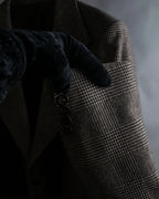 "YVES SAINT LAURENT" Glen plaid oversized wool tailored jacket