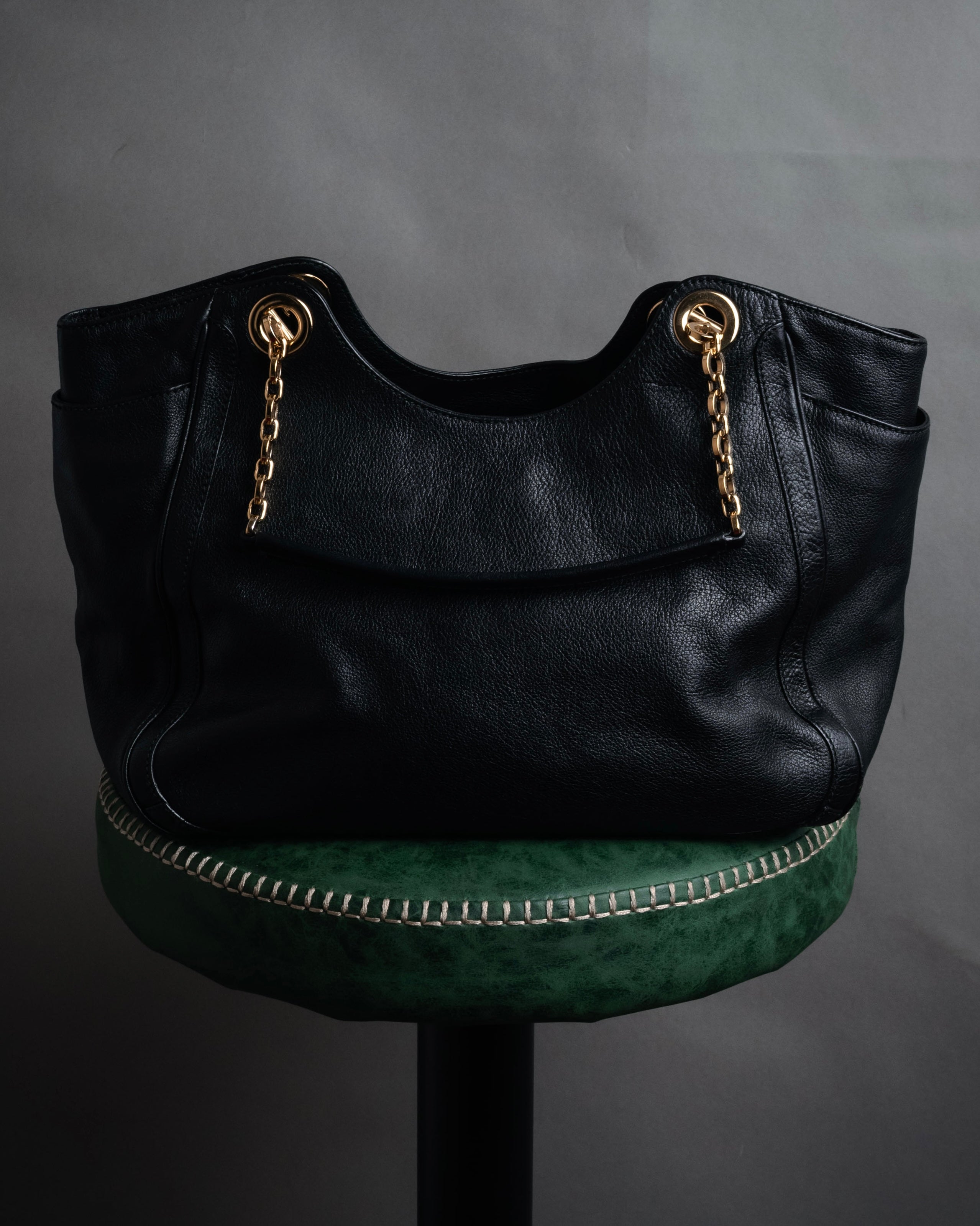 “Salvatore Ferragamo” 2000’s Gancini chain leather tote bag