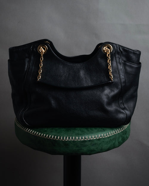 “Salvatore Ferragamo” 2000’s Gancini chain leather tote bag