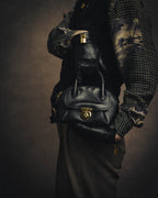 –SPECIAL– “Salvatore Ferragamo“ 00’s-10’s Black leather dome handbag
