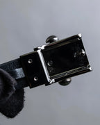 "Christian Dior" Silver stud detail narrow leather belt