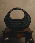 -SPECIAL- “Salvatore Ferragamo” 90’s-00’s Woven leather half moon handle bag
