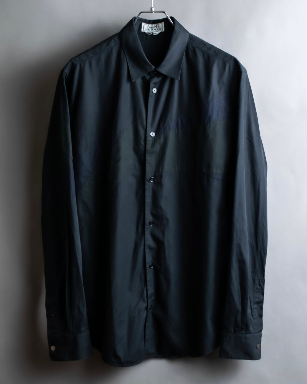 "HERMES" Tone-on-tone shadow check shirt