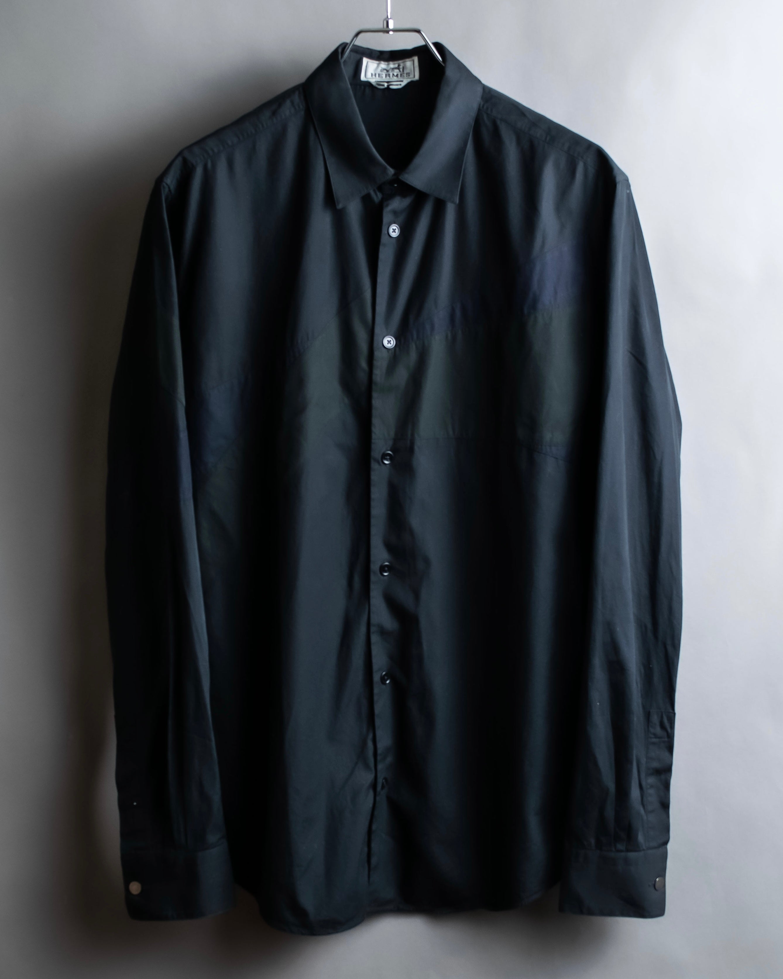 "HERMES" Tone-on-tone shadow check shirt