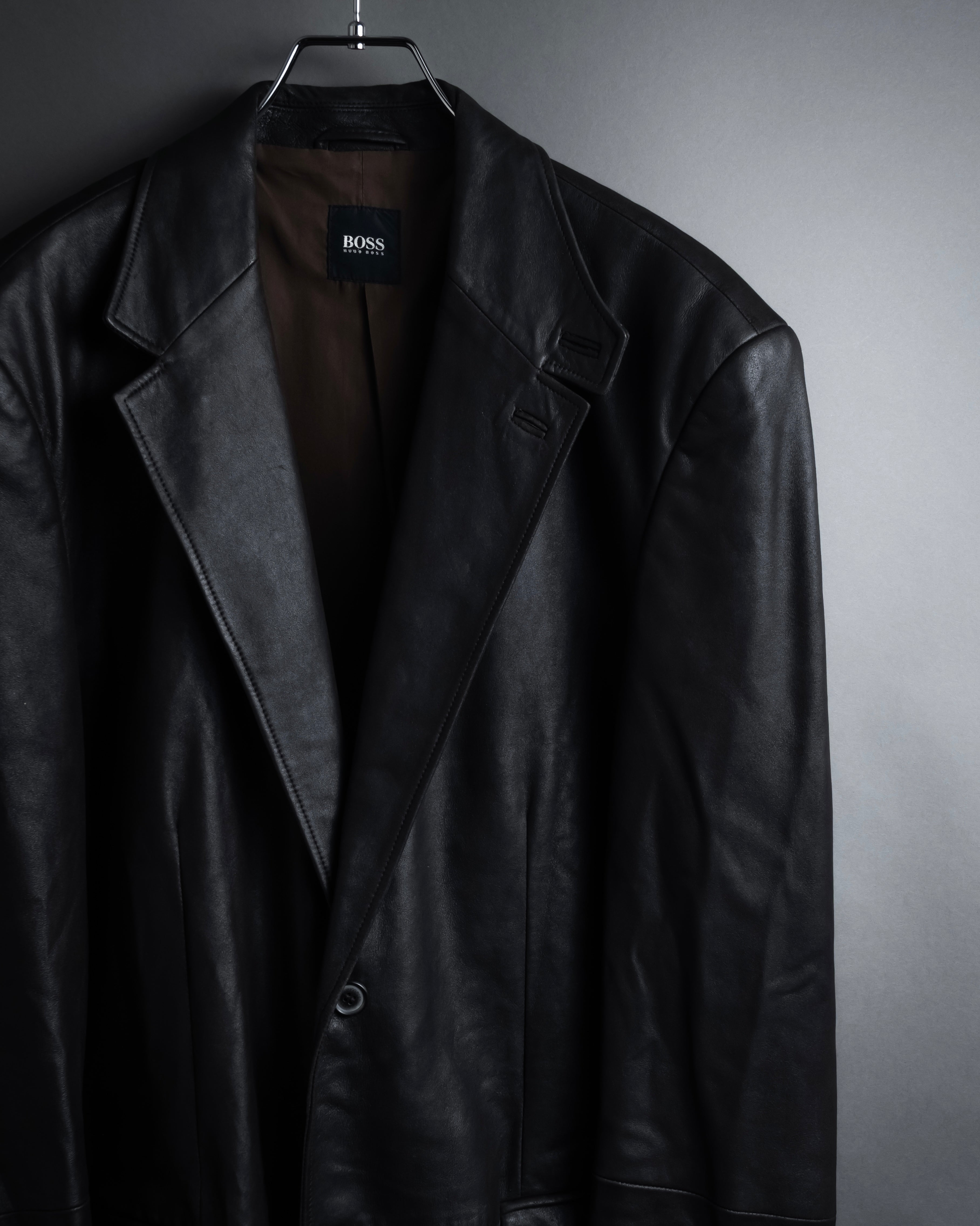 "HUGO BOSS" Oversized calf leather tailored jacket