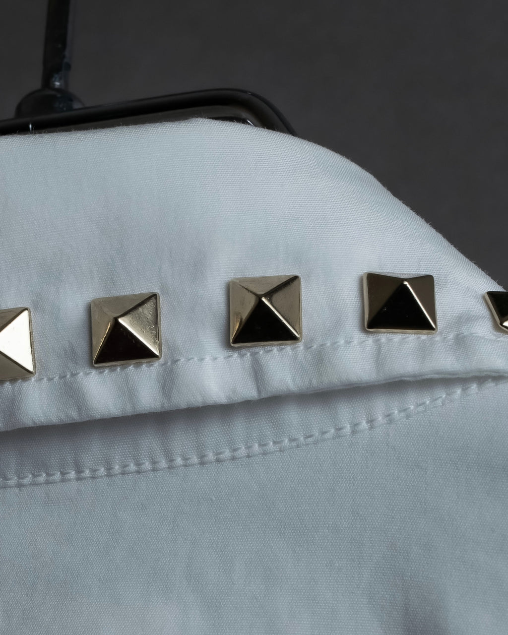 "VALENTINO" Stud detail collar white cotton shirt
