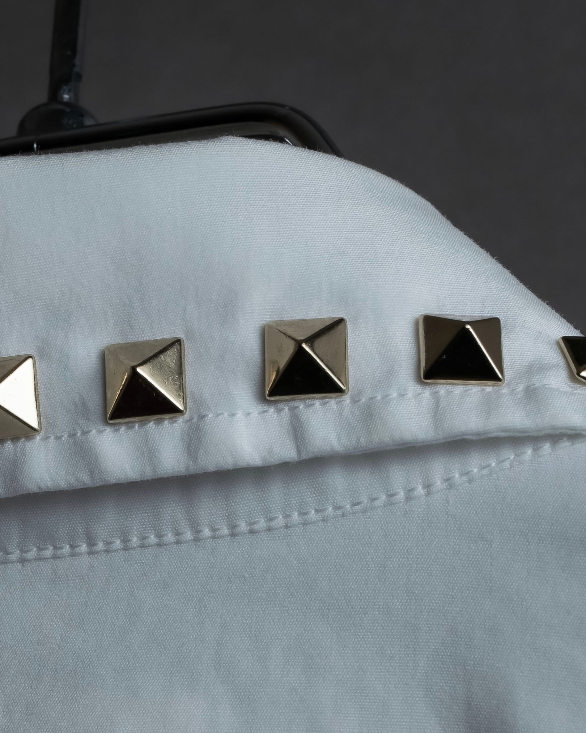 "VALENTINO" Stud detail collar white cotton shirt
