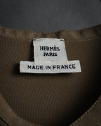 “HERMES” 2018-2024 Minimal band collar silk shirt