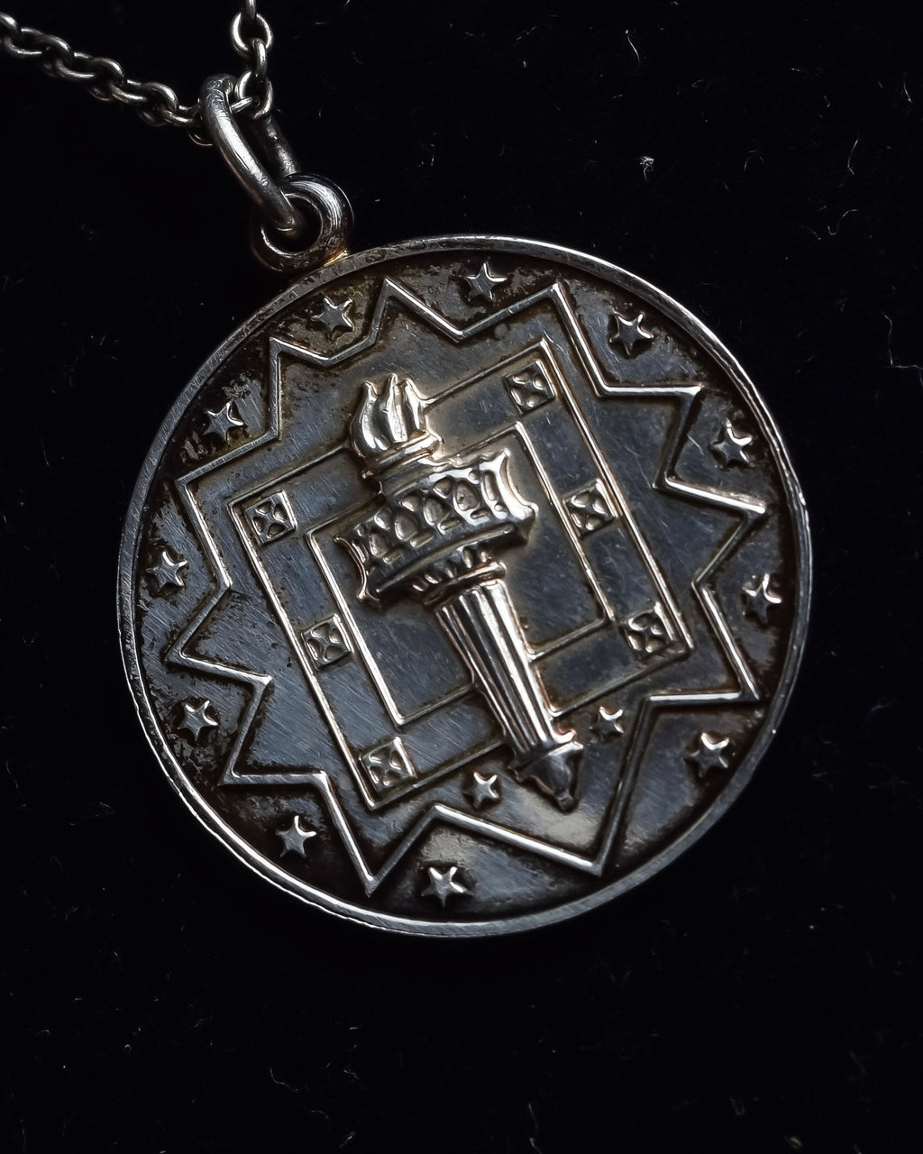 "Tiffany&Co" Olympic torch motif sterling silver necklace