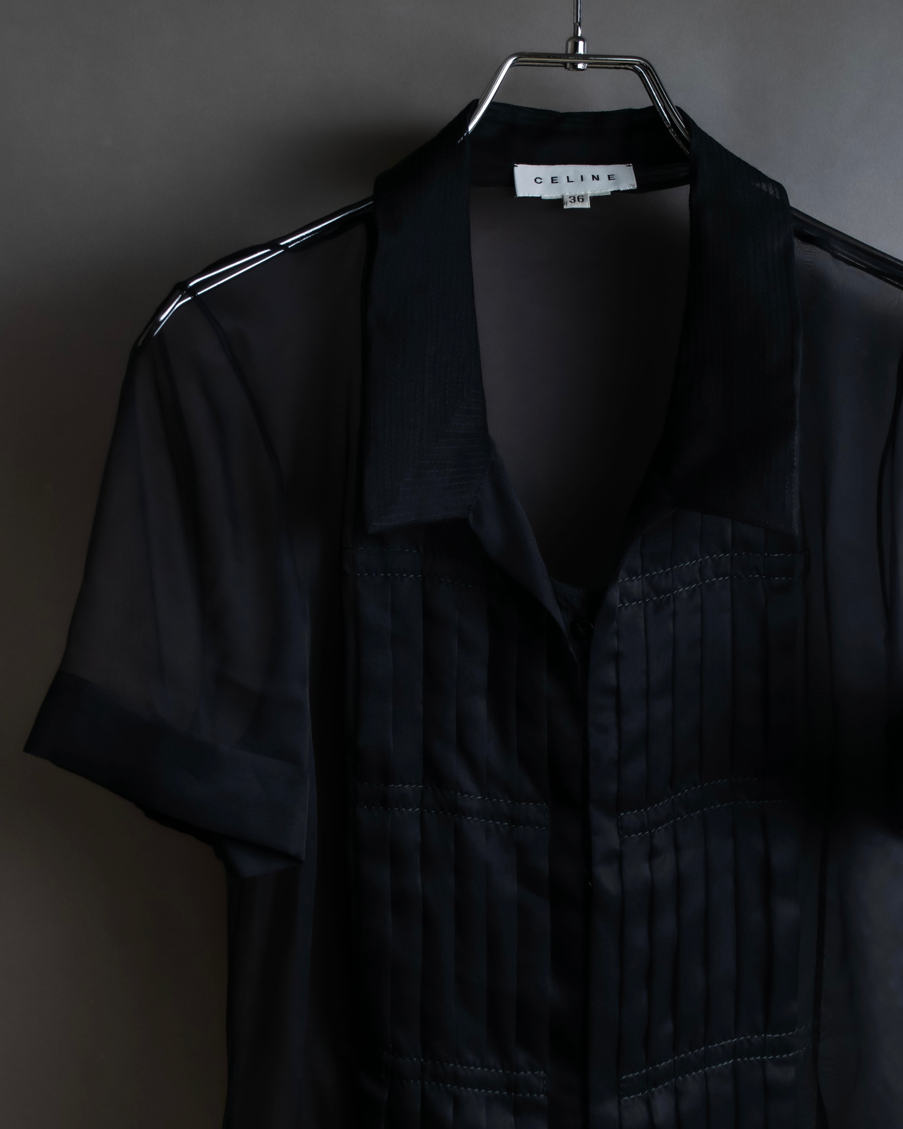 "CELINE" See-through layered design shirt & skirt set up