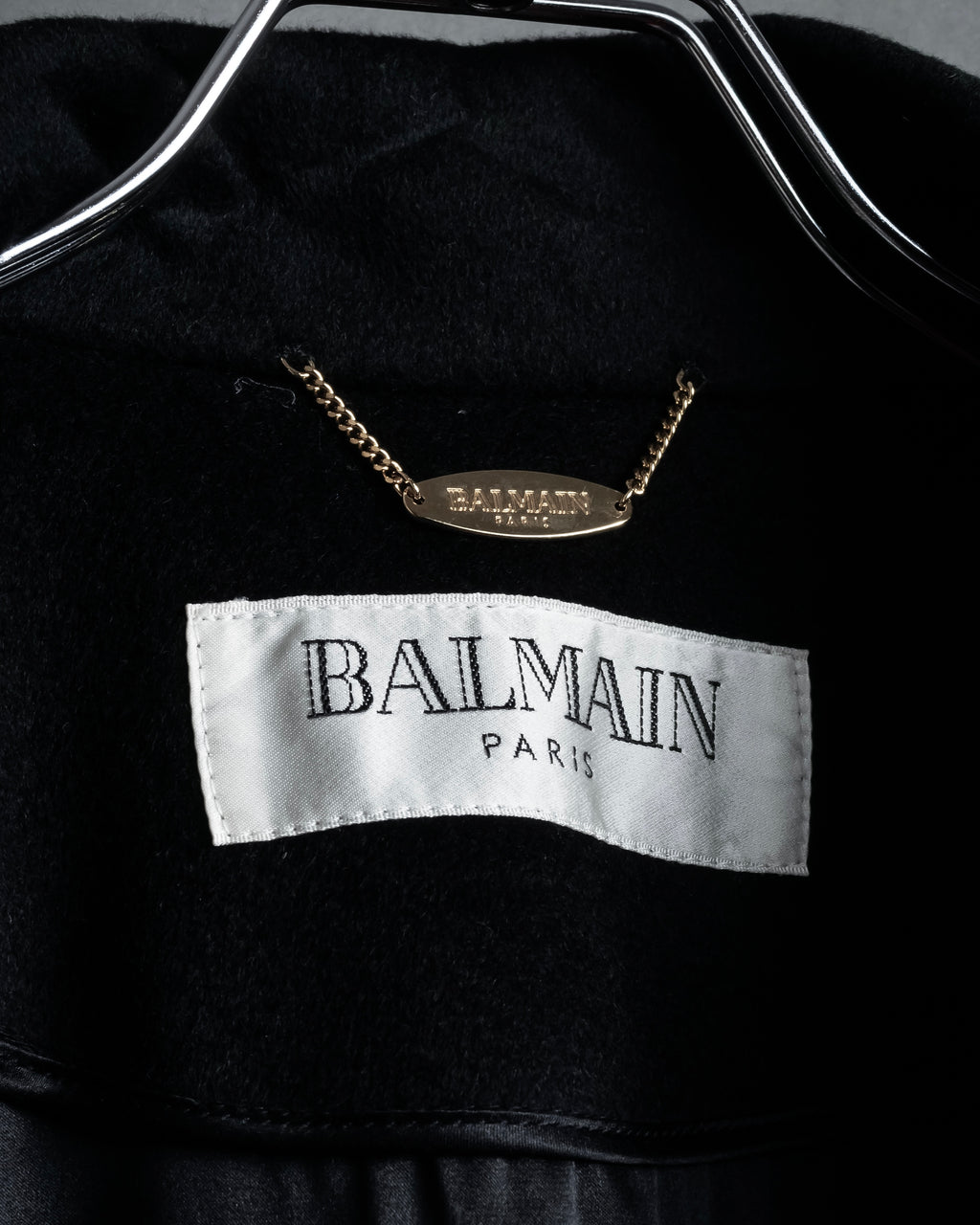 "BALMAIN" Raglan sleeve 100% cashmere stand collar coat