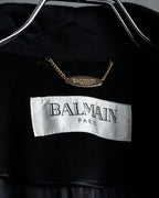 "BALMAIN" Raglan sleeve 100% cashmere stand collar coat