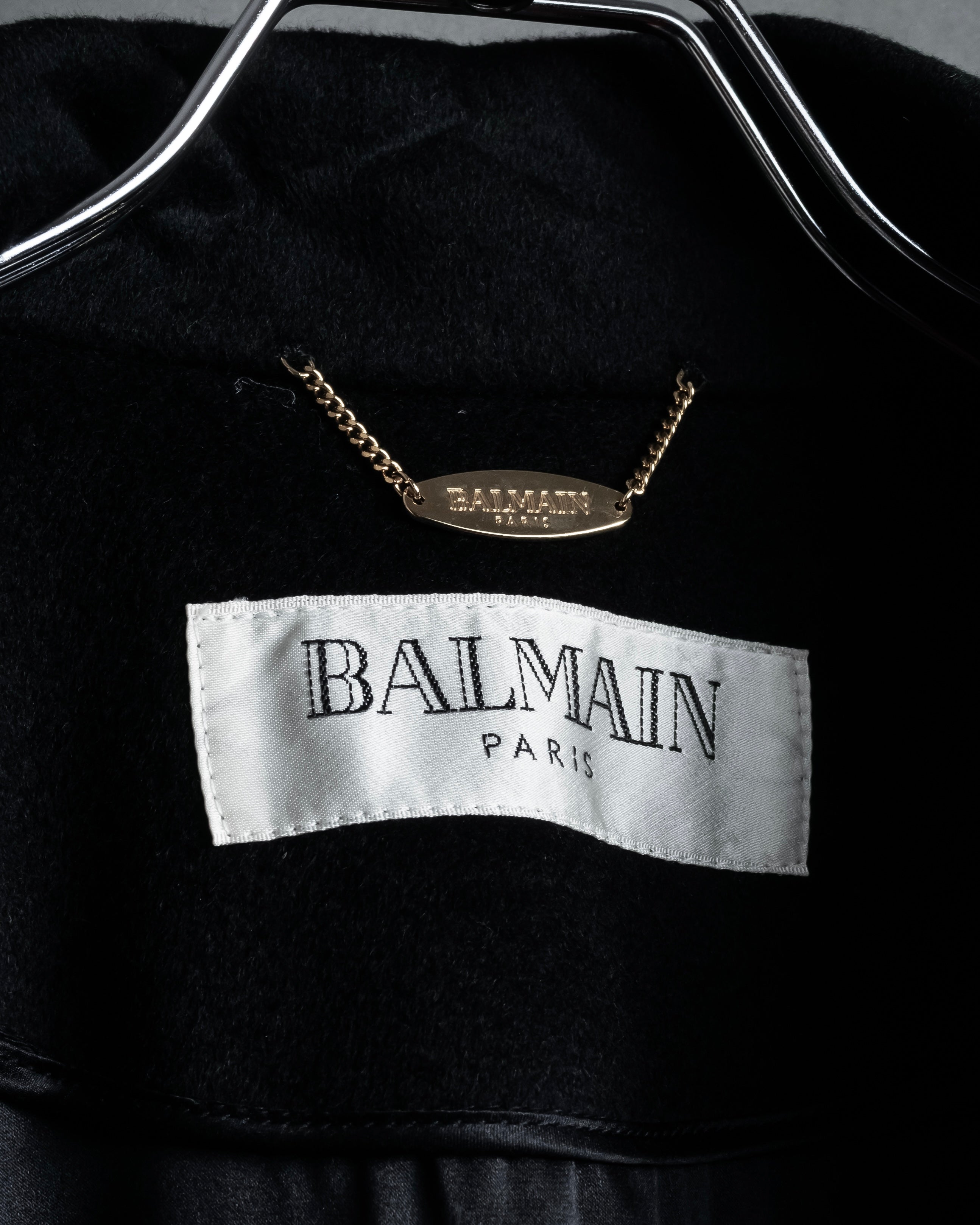 "BALMAIN" Raglan sleeve 100% cashmere stand collar coat