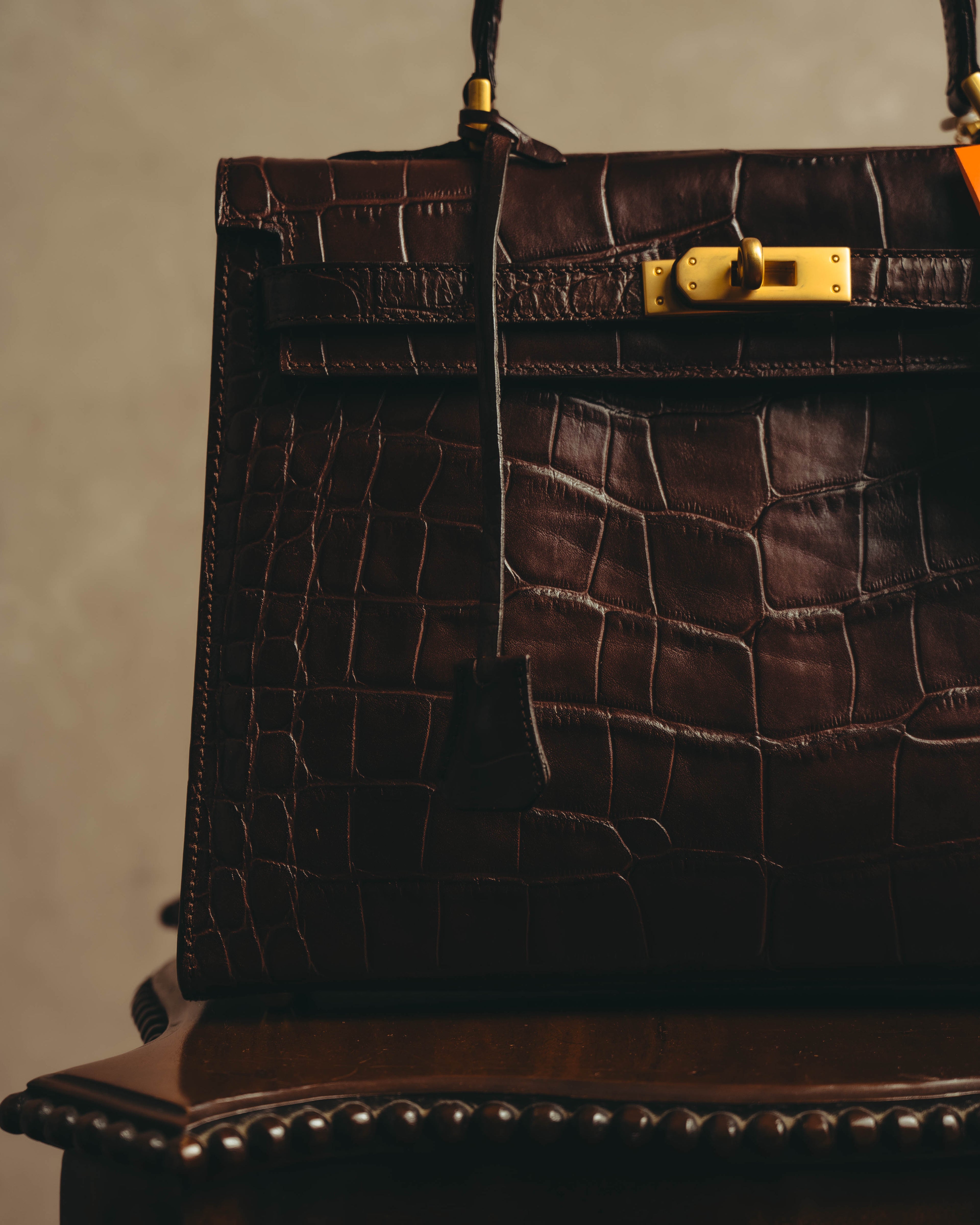 -SPECIAL- "CRISTIAN FLORENCE" 90's-00's Classic crocodile embossed leather structured top handle bag