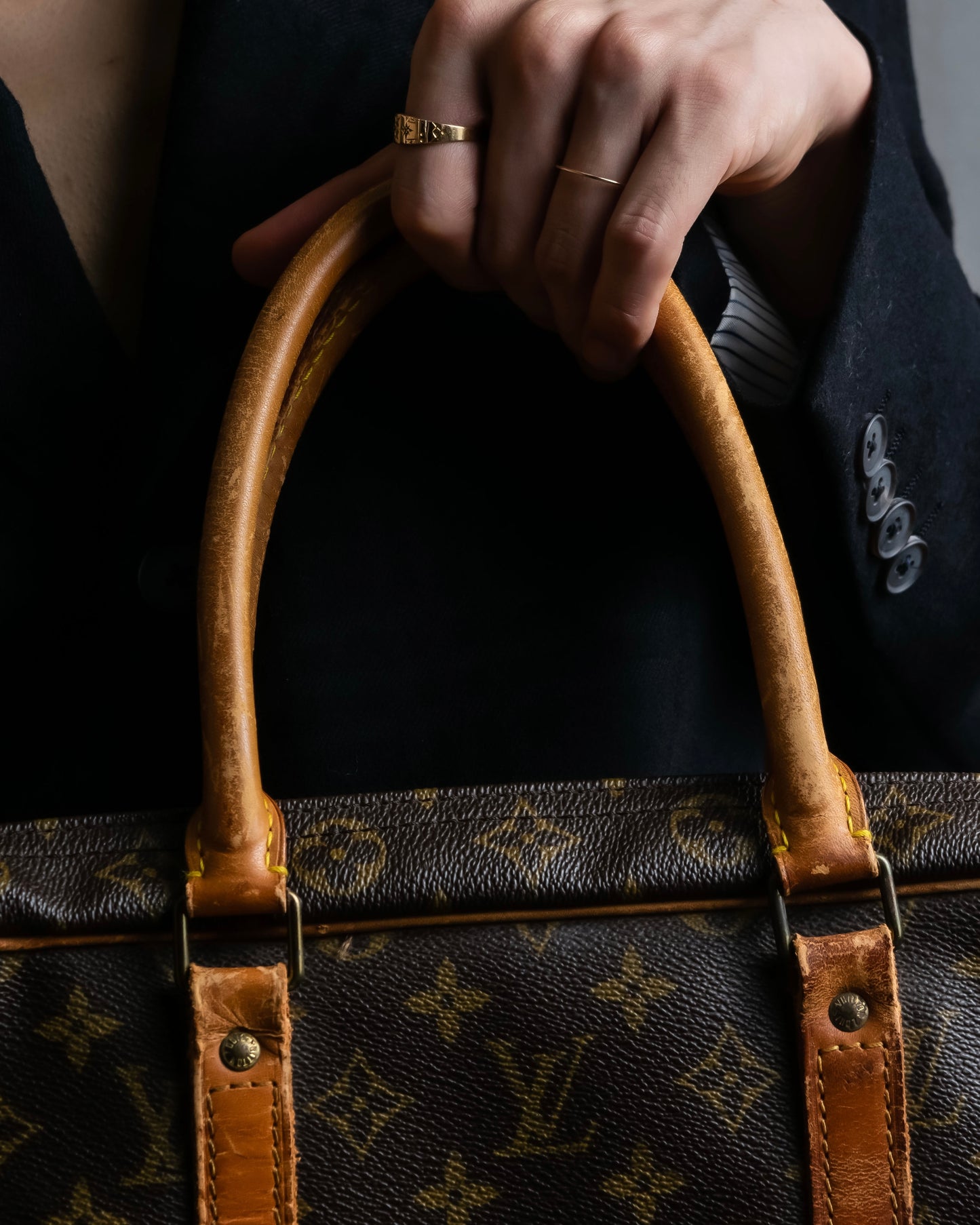 "LOUIS VUITTON" Porto document voyage monogram pattern boston bag