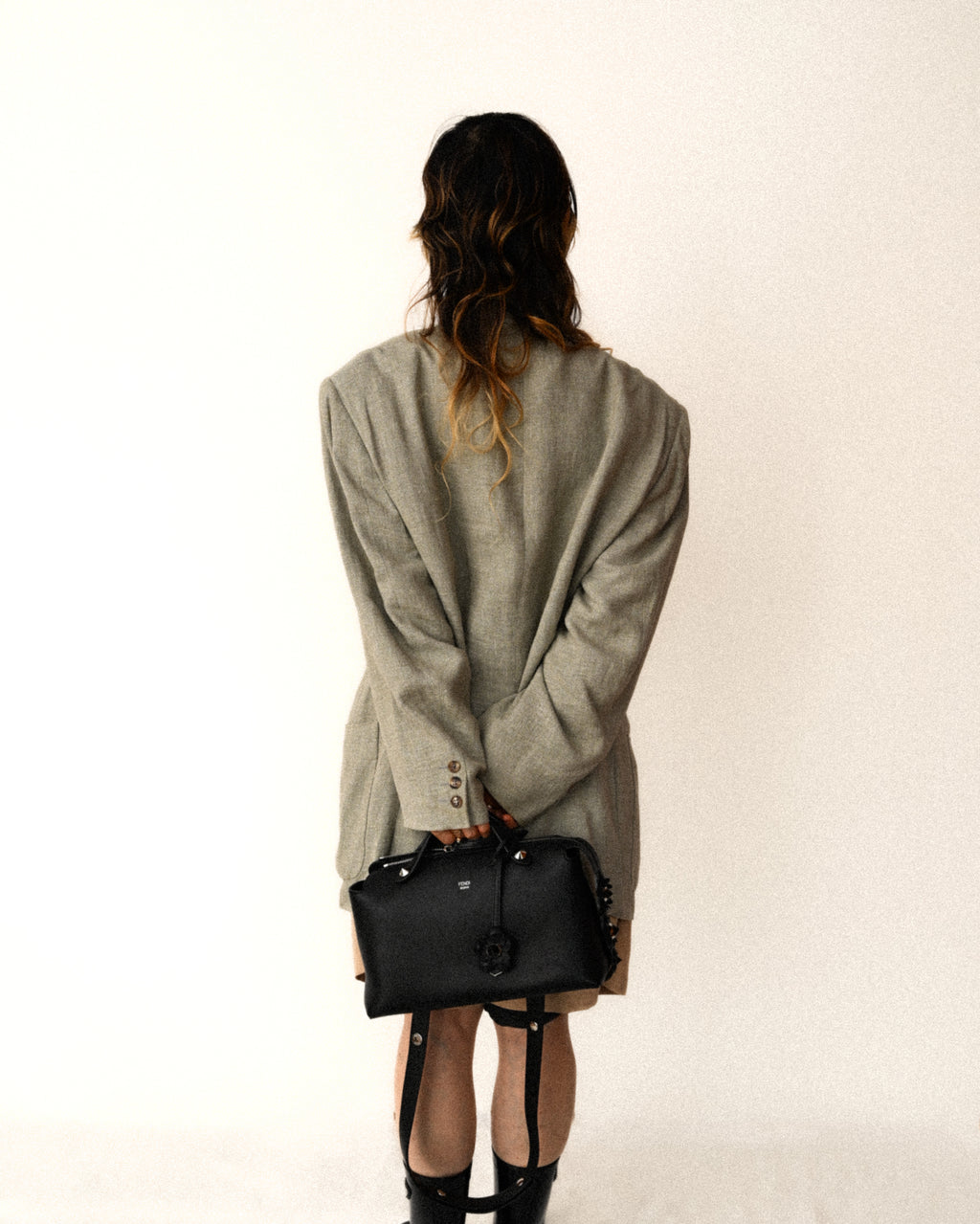 HERMES/ Pure Linen Oversized Single Breasted Tailored Jacket Beige