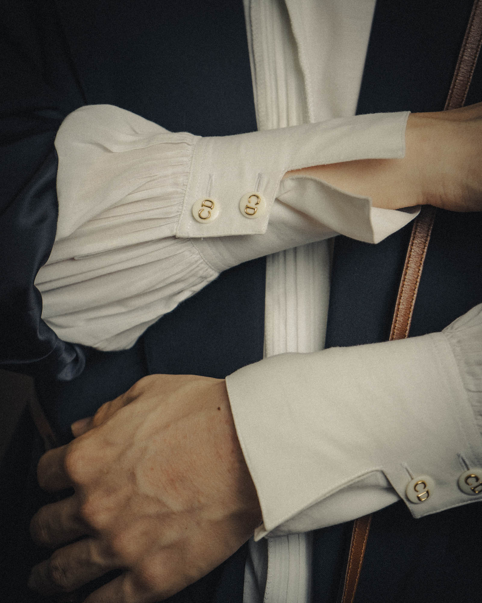 -SPECIAL- “Christian Dior” 90’s-00’s pleated bib dress shirt