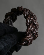 "Vintage intrecciato double buckle leather bracelet"