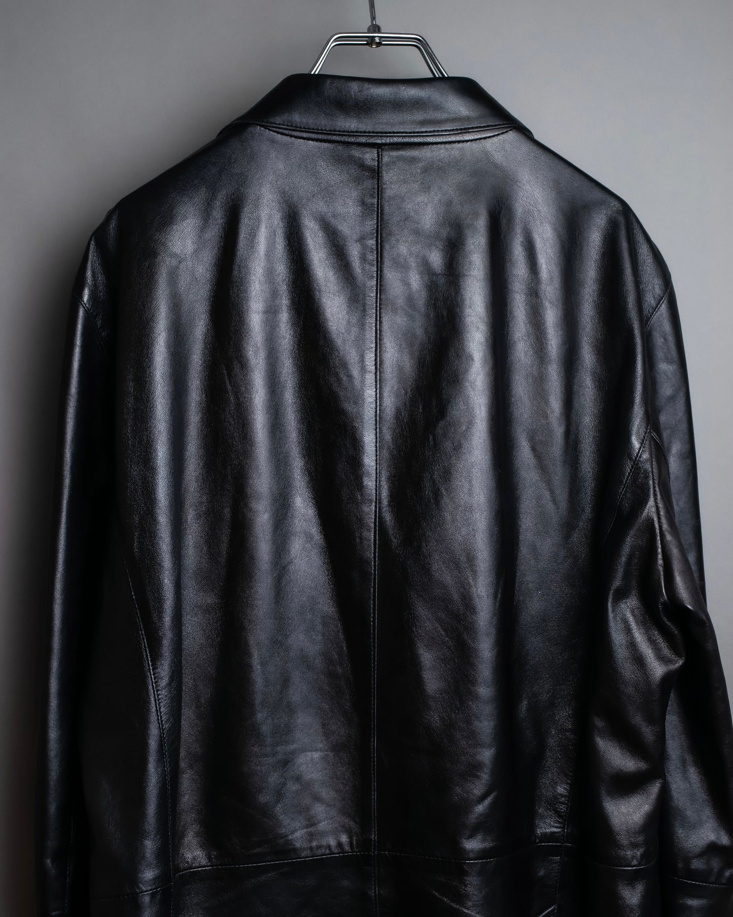 "PRADA" Oversized switched design leather tailored jacket