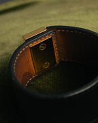 “BALENCIAGA“ 10’s Brushed metal leather cuff bracelet