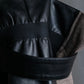 "ADORE" Synthetic leather docking belted maxi length flared skirt