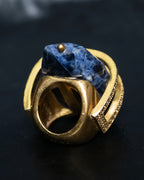 "Christian Dior" Sodalite Stone Gold Accent Ring