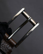 "GUCCI" Large buckle grained leather belt