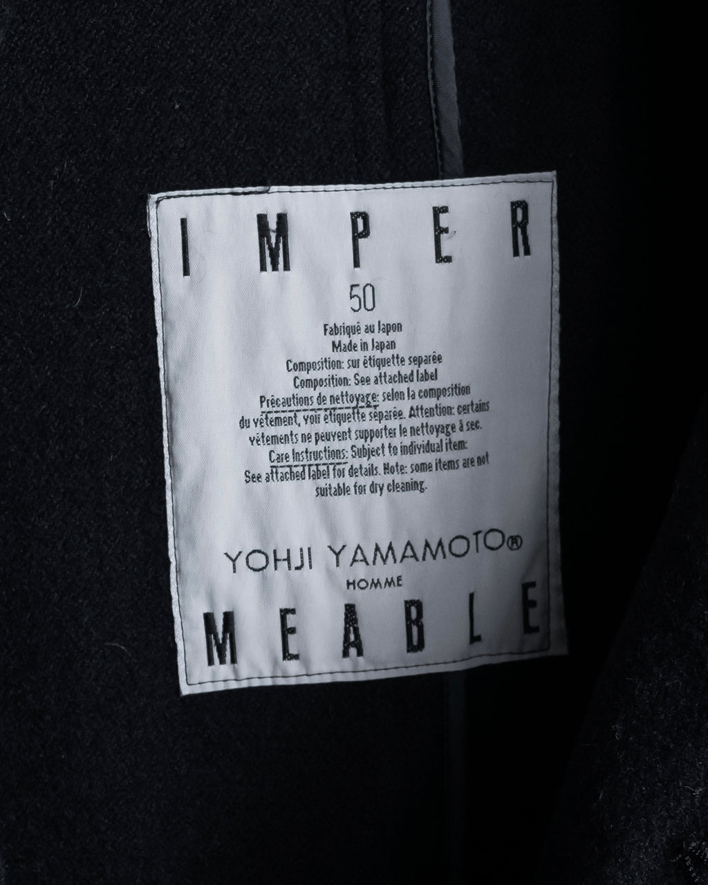 "YOHJI YAMAMOTO" Straight line stand collar coat