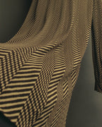 “CELINE” 90’s-00’s Chevron patterned long shirt dress