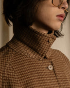 "BURBERRYS" Houndstooth pattern belted stand collar coat